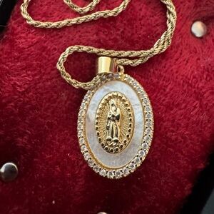 Gold and Silver Religious Pendant Necklace